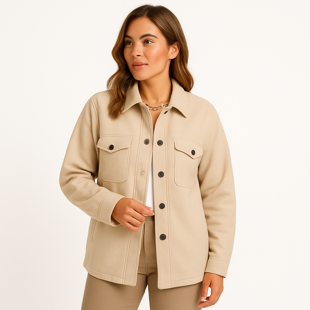 Renée - Waterproof and Windproof Women's Jacket with Collar and Button Closure