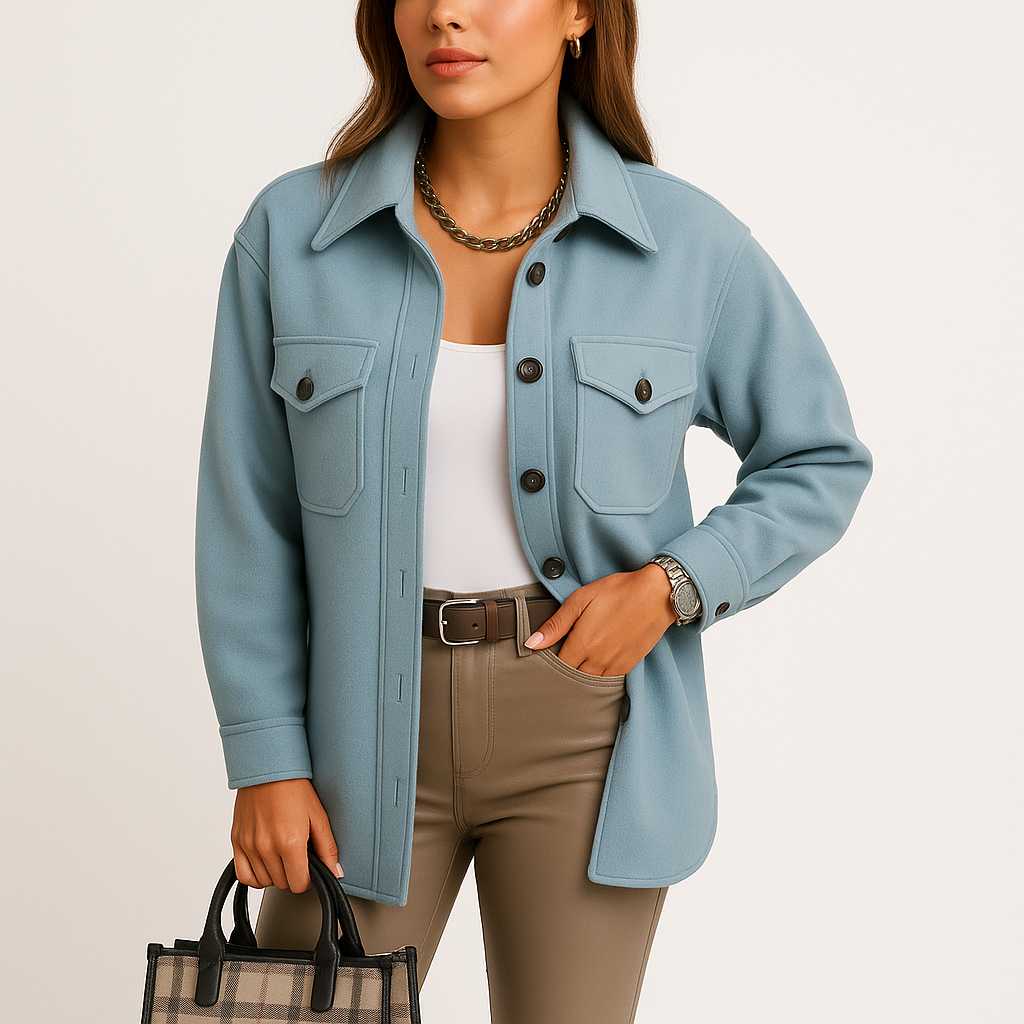 Renée - Waterproof and Windproof Women's Jacket with Collar and Button Closure