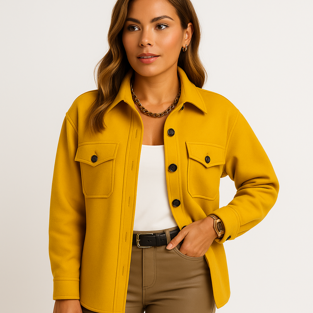 Renée - Waterproof and Windproof Women's Jacket with Collar and Button Closure