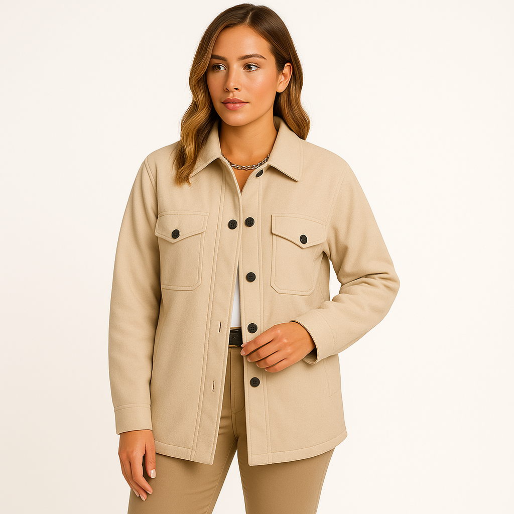 Renée - Waterproof and Windproof Women's Jacket with Collar and Button Closure