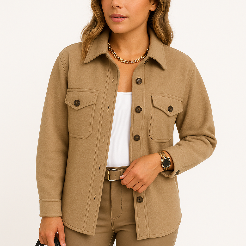 Renée - Waterproof and Windproof Women's Jacket with Collar and Button Closure