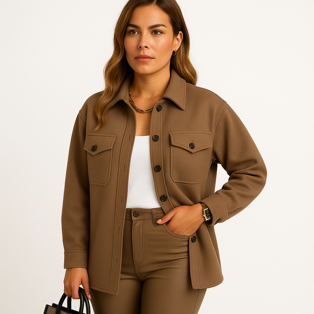 Renée - Waterproof and Windproof Women's Jacket with Collar and Button Closure