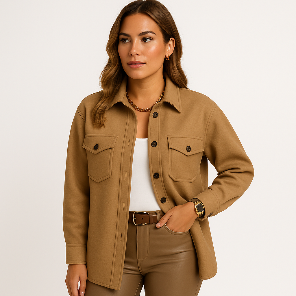 Renée - Waterproof and Windproof Women's Jacket with Collar and Button Closure