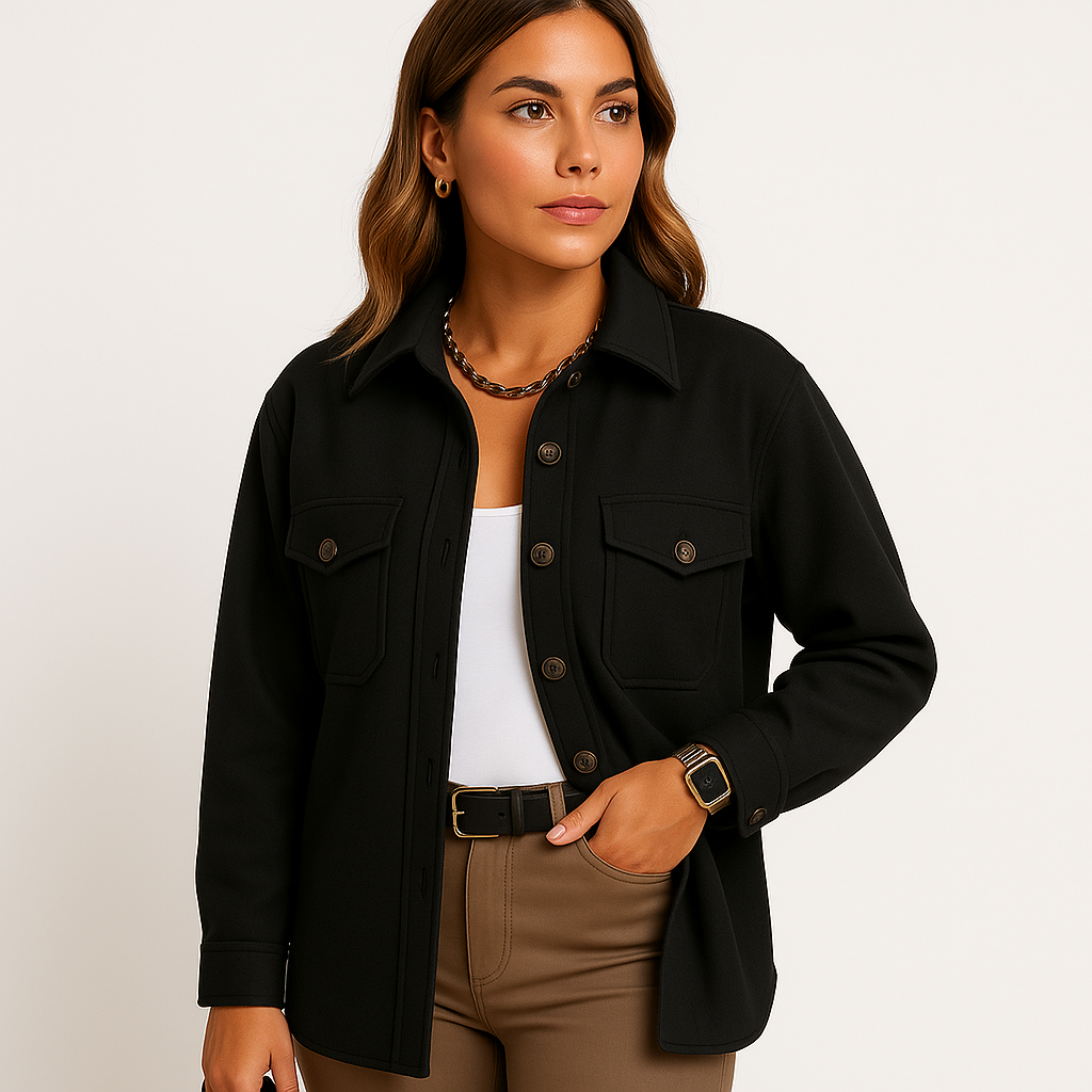 Renée - Waterproof and Windproof Women's Jacket with Collar and Button Closure