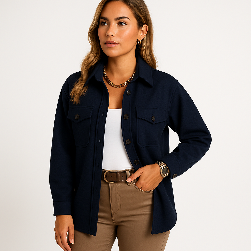 Renée - Waterproof and Windproof Women's Jacket with Collar and Button Closure