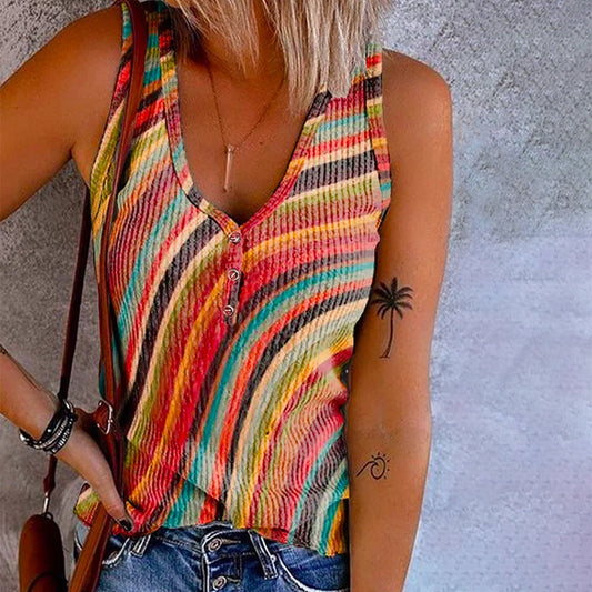 Adele | Rainbow Striped Sleeveless Top for Women