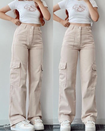 Women's Cargo Jeans with Multiple Pockets