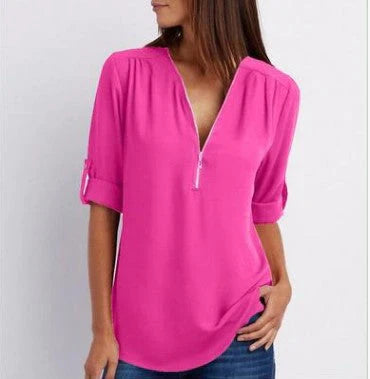 Sophia | Half-Zip Women's Blouse – Stylish and Versatile