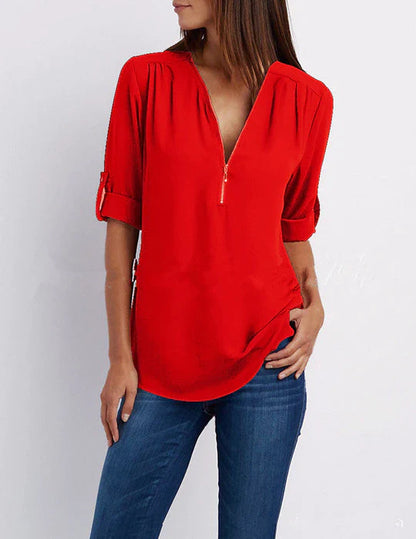 Sophia | Half-Zip Women's Blouse – Stylish and Versatile