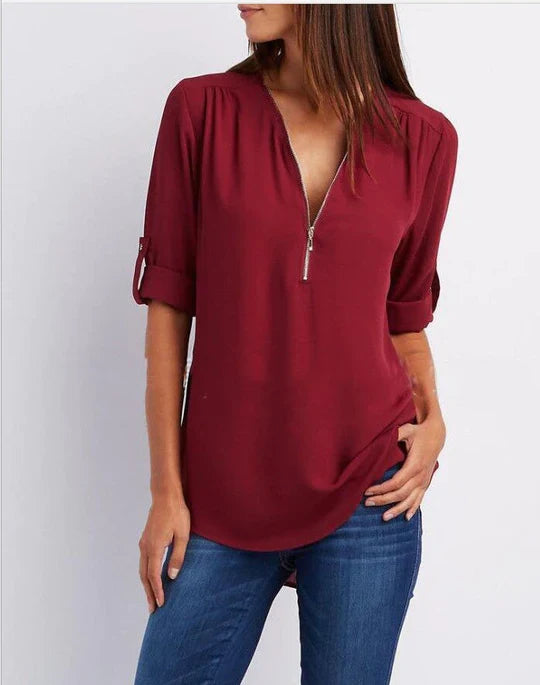 Sophia | Half-Zip Women's Blouse – Stylish and Versatile