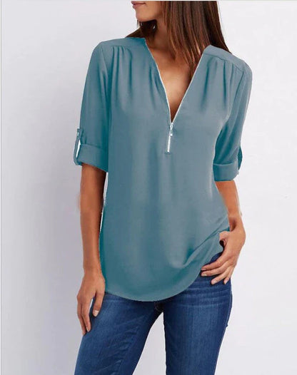 Sophia | Half-Zip Women's Blouse – Stylish and Versatile