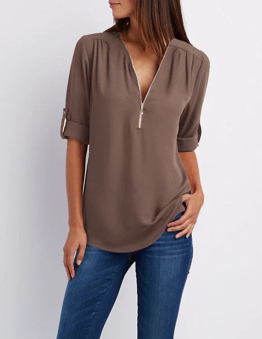 Sophia | Half-Zip Women's Blouse – Stylish and Versatile