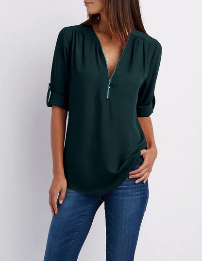 Sophia | Half-Zip Women's Blouse – Stylish and Versatile