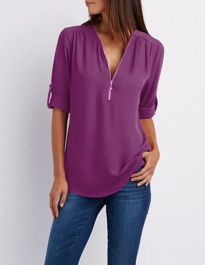 Sophia | Half-Zip Women's Blouse – Stylish and Versatile