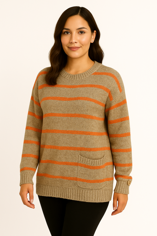 Anitas - Women's Striped Sweater – Soft Knit, Relaxed Fit, and Timeless Style