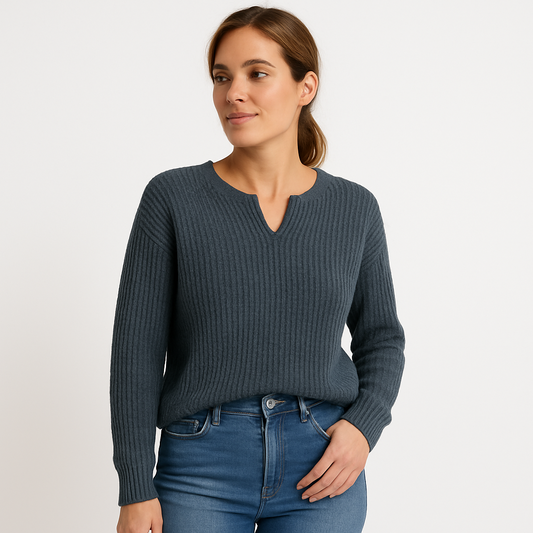 Artemis - Women's Sweater - Cozy V-Neck Waffle Knit for Effortless Style