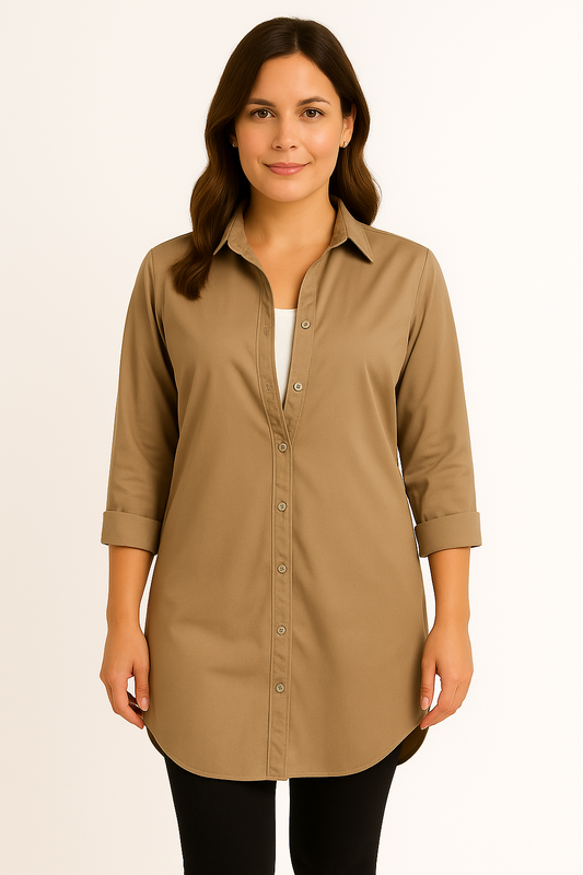 Femke - Women's Oversized Long Sleeve Blouse – Relaxed Fit, Lightweight & Versatile Style