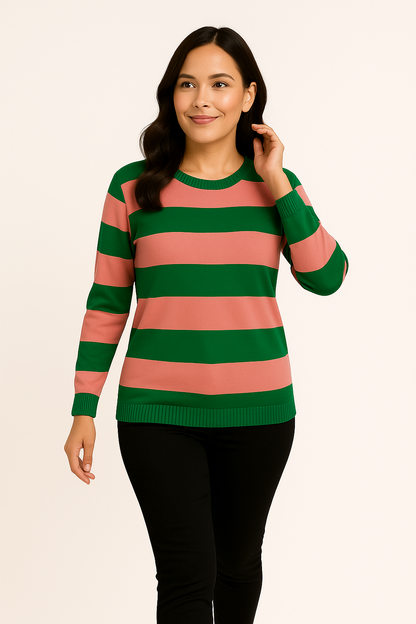 Giulietta | Women's Casual Striped Knit Sweater – Soft Fabric and Timeless Design