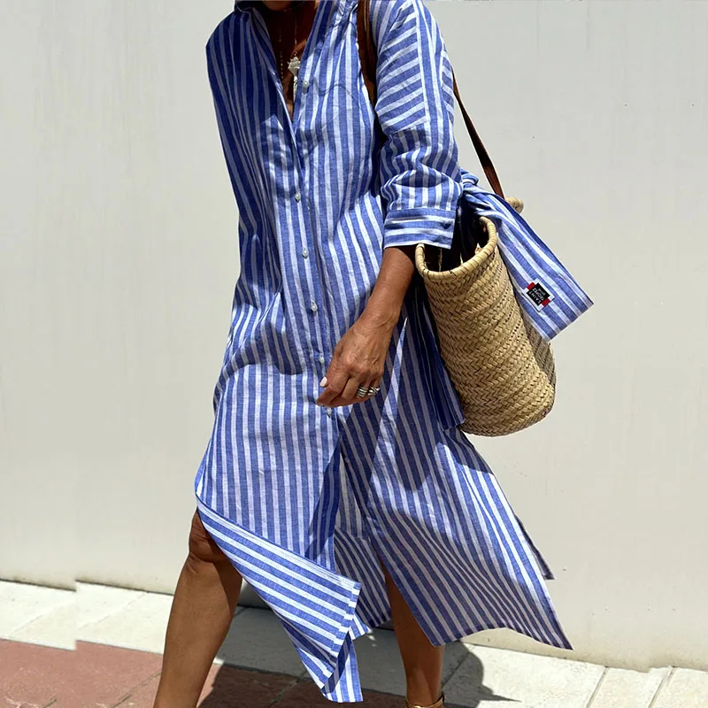 Darcy | Classic Striped Shirt Dress for Women – Stylish and Versatile